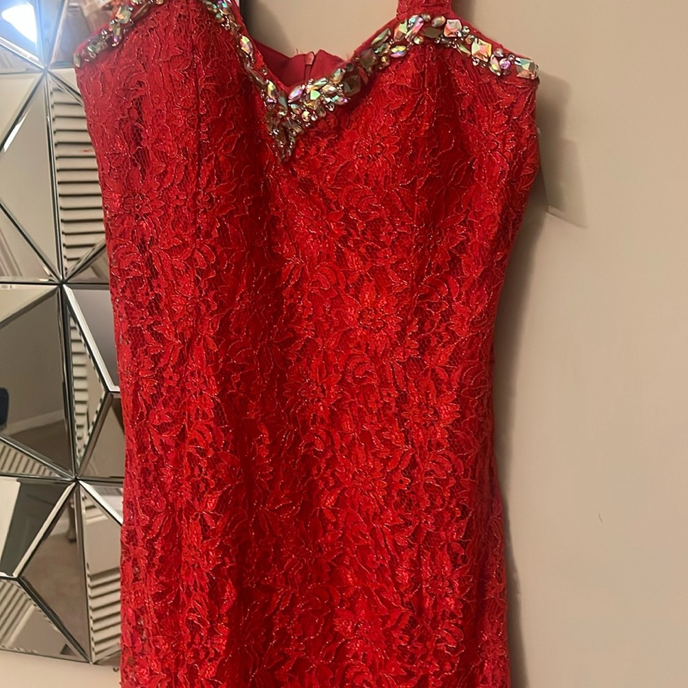 Red and gold evening dress